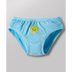 Babyhug 100% Cotton Knit Panties with Heart & Bear Print  Pack of 3 - Blue Pink & White