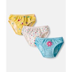 Babyhug 100% Cotton Knit Polka Dots & Floral Printed Panties Pack Of 3 - Multicolour