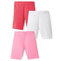 Babyhug Cotton Lycra Knit Solid Colour Cycling Shorts Pack Of 3 - Multicolour