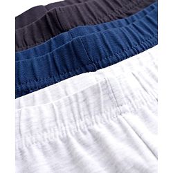 Babyhug Cotton Lycra Knit Solid Colour Cycling Shorts Pack of 3 - White Blue & Black