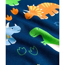 Babyhug Cotton Knit Full Sleeves T-Shirt & Pyjama Co-ord Night Suit With Dino Print - Navy Blue