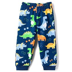 Babyhug Cotton Knit Full Sleeves T-Shirt & Pyjama Co-ord Night Suit With Dino Print - Navy Blue
