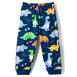 Babyhug Cotton Knit Full Sleeves T-Shirt & Pyjama Co-ord Night Suit With Dino Print - Navy Blue