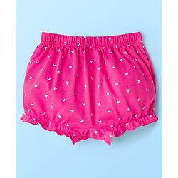 Babyhug 100% Cotton Knit Bloomers with Floral & Heart Print Pack of 3 - Pink & White