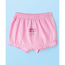 Babyhug 100% Cotton Knit Bloomers with Floral & Heart Print Pack of 3 - Pink & White