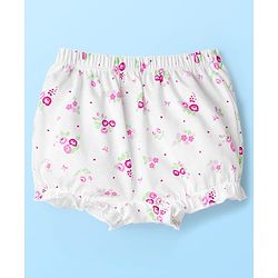 Babyhug 100% Cotton Knit Bloomers with Floral & Heart Print Pack of 3 - Pink & White