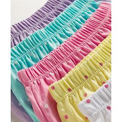 Babyhug 100% Cotton Single Jersey Knit Bloomers With Polka Dots Print Pack of 5 - Multicolor