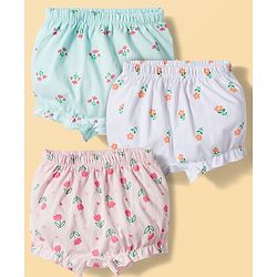 Babyhug 100% Cotton Knit Bloomers With Floral Print Pack of 3 - Multicolor