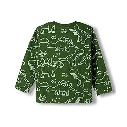 Babyhug Cotton Knit Full Sleeves T-Shirt & Pyjama Co-ord Glow in Dark Night Suit With Dino Print - Green