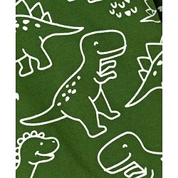 Babyhug Cotton Knit Full Sleeves T-Shirt & Pyjama Co-ord Glow in Dark Night Suit With Dino Print - Green