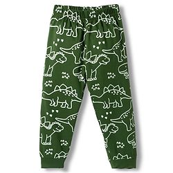 Babyhug Cotton Knit Full Sleeves T-Shirt & Pyjama Co-ord Glow in Dark Night Suit With Dino Print - Green