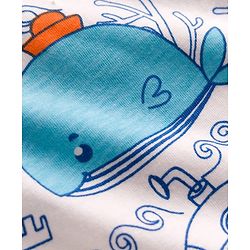Babyhug Cotton Knit Half Sleeves T-Shirt & Pyjama Co-ord Night Suit With Sea Animals Print - White