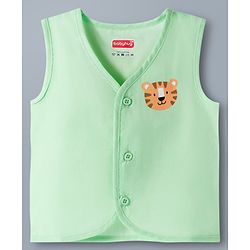 Babyhug 100% Cotton Knit Sleeveless Front Open Jhablas with Striped & Tiger Print Pack of 3 - Sear Green & White