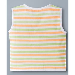 Babyhug 100% Cotton Knit Sleeveless Front Open Jhablas with Striped & Tiger Print Pack of 3 - Sear Green & White