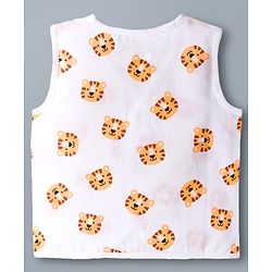 Babyhug 100% Cotton Knit Sleeveless Front Open Jhablas with Striped & Tiger Print Pack of 3 - Sear Green & White