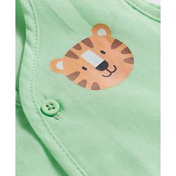 Babyhug 100% Cotton Knit Sleeveless Front Open Jhablas with Striped & Tiger Print Pack of 3 - Sear Green & White