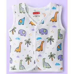 Babyhug 100% Cotton Woven Sleeveless Front Open Jhablas with Animal Print Pack of 3 - Multicolor