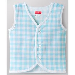 Babyhug 100% Cotton Knit Sleeveless Sea Life Theme Printed Front Open Jhablas Pack of 3 - Blue & White