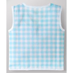 Babyhug 100% Cotton Knit Sleeveless Sea Life Theme Printed Front Open Jhablas Pack of 3 - Blue & White