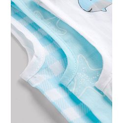 Babyhug 100% Cotton Knit Sleeveless Sea Life Theme Printed Front Open Jhablas Pack of 3 - Blue & White
