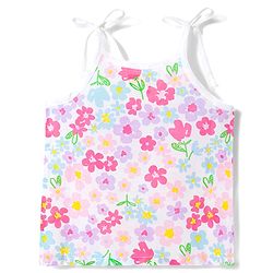 Babyhug 100% Cotton Woven Sleeveless Floral Printed Shoulder Tie Up Slips Pack Of 3 - Multicolour