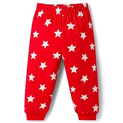 Babyhug 100% Cotton Knit Full Sleeves T-Shirt & Pajama Night Suits with Star Print & Stripes Pack of 2 - Navy Blue & Red