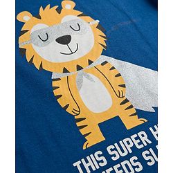 Babyhug 100% Cotton Knit Full Sleeves T-Shirt & Pajama Night Suits with Star Print & Stripes Pack of 2 - Navy Blue & Red