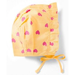 Babyhug 100% Cotton Knit Caps with Knot Solid, Heart & Rainbow Print Pack of 3 Multicolour - Diameter 11 cm