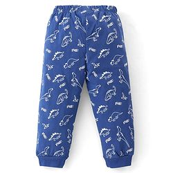 Babyhug Cotton Knit Full Sleeves T-Shirt & Pyjama Co-Ord Night Suit Set with Dino Print Pack of 2 - Red & Blue