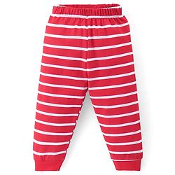 Babyhug Cotton Knit Full Sleeves T-Shirt & Pyjama Co-Ord Night Suit Set with Dino Print Pack of 2 - Red & Blue