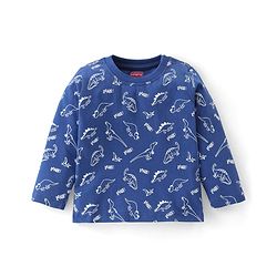 Babyhug Cotton Knit Full Sleeves T-Shirt & Pyjama Co-Ord Night Suit Set with Dino Print Pack of 2 - Red & Blue