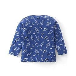 Babyhug Cotton Knit Full Sleeves T-Shirt & Pyjama Co-Ord Night Suit Set with Dino Print Pack of 2 - Red & Blue