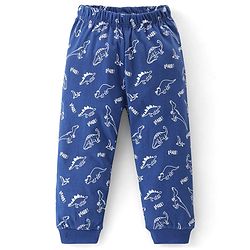 Babyhug Cotton Knit Full Sleeves T-Shirt & Pyjama Co-Ord Night Suit Set with Dino Print Pack of 2 - Red & Blue