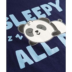 Babyhug 100% Cotton Knit Full Sleeves T-Shirt & Pajama Night Suits with Panda Print & Stripes Pack of 2 - Multicolor