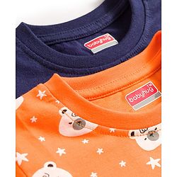 Babyhug 100% Cotton Knit Full Sleeves T-Shirt & Pajama Night Suits with Panda Print & Stripes Pack of 2 - Multicolor