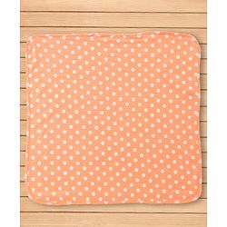Babyhug Cotton Knit Hooded Wrapper With Polka Dot Print L 73 x B 72 cm - Orange