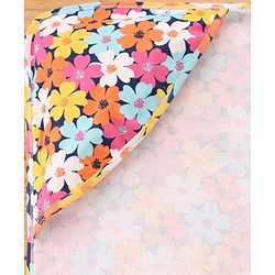 Babyhug Cotton Knit Hooded Wrapper With Floral Print L 73 x B 72 cm - Multicolour