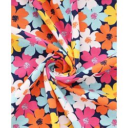 Babyhug Cotton Knit Hooded Wrapper With Floral Print L 73 x B 72 cm - Multicolour
