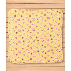 Babyhug Cotton Knit Hooded Wrapper With Polka Dot Print L 73 x B 72 cm - Yellow