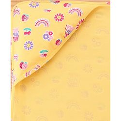 Babyhug Cotton Knit Hooded Wrapper With Polka Dot Print L 73 x B 72 cm - Yellow