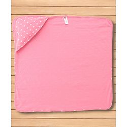 Babyhug Cotton Knit Hooded Wrapper With Polka Dot Print L 73 x B 72 cm - Pink