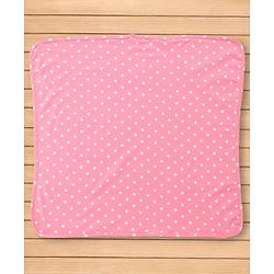 Babyhug Cotton Knit Hooded Wrapper With Polka Dot Print L 73 x B 72 cm - Pink