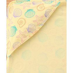 Babyhug Cotton Knit Hooded Wrapper With Sea Life Theme Print L 73 x B 72 cm - Yellow