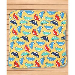 Babyhug Cotton Knit Hooded Wrapper With Vehicle Print L 73 x B 72 cm - Yellow