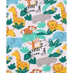 Babyhug Cotton Knit Hooded Wrapper With Jungle Theme Print L 73 x B 72 cm - White