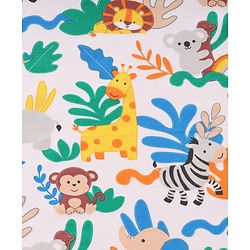 Babyhug Cotton Knit Hooded Wrapper With Jungle Theme Print L 73 x B 72 cm - White