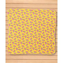 Babyhug Cotton Knit Hooded Wrapper With Watermelon Print L 73 x B 72 cm - Yellow