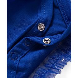 Babyhug 100% Cotton Knit Sleeveless Onesies With Floral Applique & Star Print - Blue