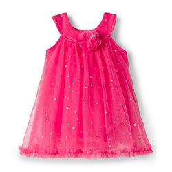 Babyhug 100 % Cotton Knit Sleeveless Frock Style Onesie with Glitter Detailing & Floral Applique - Red