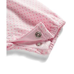 Babyhug 100% Cotton Interlock Knit Half Sleeves Romper With Polka Dots Print & Butterfly Embroidery - Baby Pink